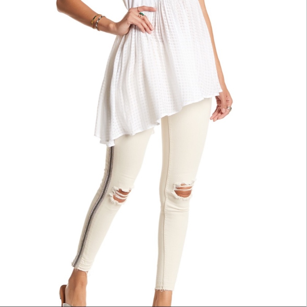 FreePeople SideBead Embellished HighRiseSkinnyJean